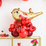 Valentines Otter Balloon Cluster