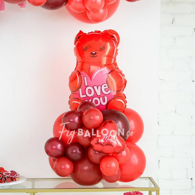 Valentines Gummy Bear Tabletop Balloon Cluster