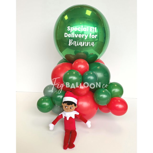 Custom Elf-on-the-shelf Tabletop Balloon Cluster