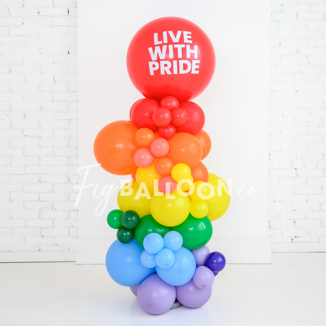 Rainbow Column with Custom Jumbo Balloon
