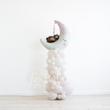 Balloon Column with Teddy Bear on the Moon Pink