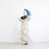 Balloon Column with Teddy Bear on the Moon Blue