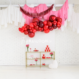Red Valentine Balloon Garland with Foil Hearts