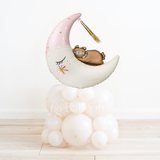 Teddy Bear on Pink Moon Topper Balloon Stack