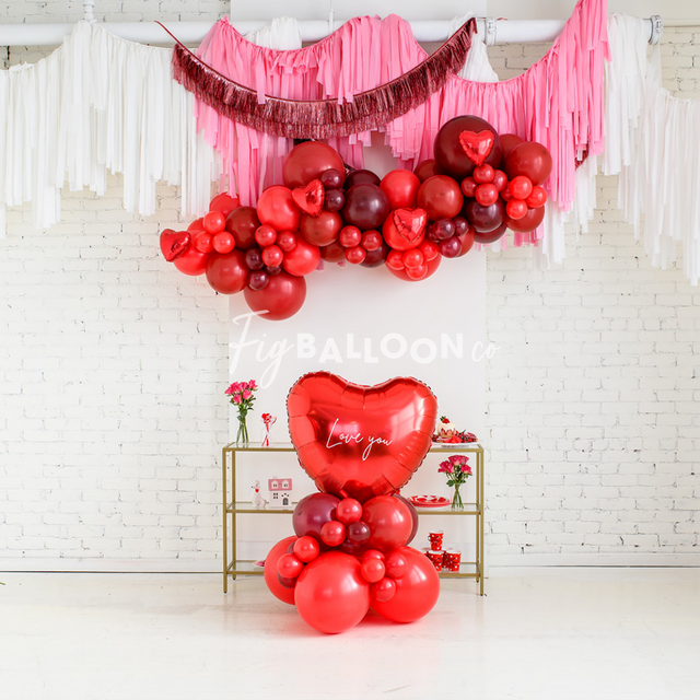 Shades of Red Large Custom Heart Balloon Cluster