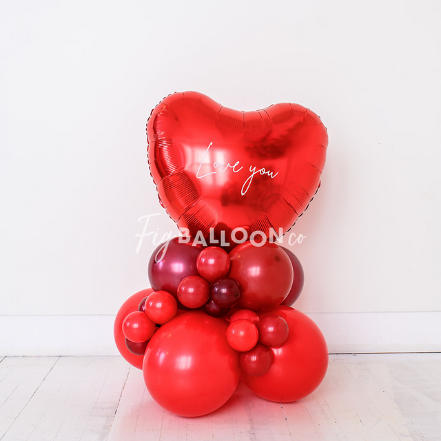 Shades of Red Large Custom Heart Balloon Cluster