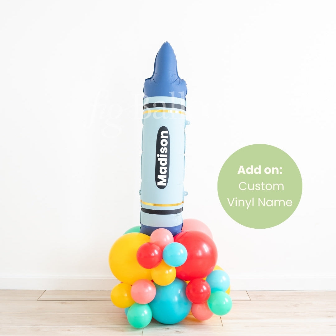 Back to School Crayon Balloon Stack with Custom Name
