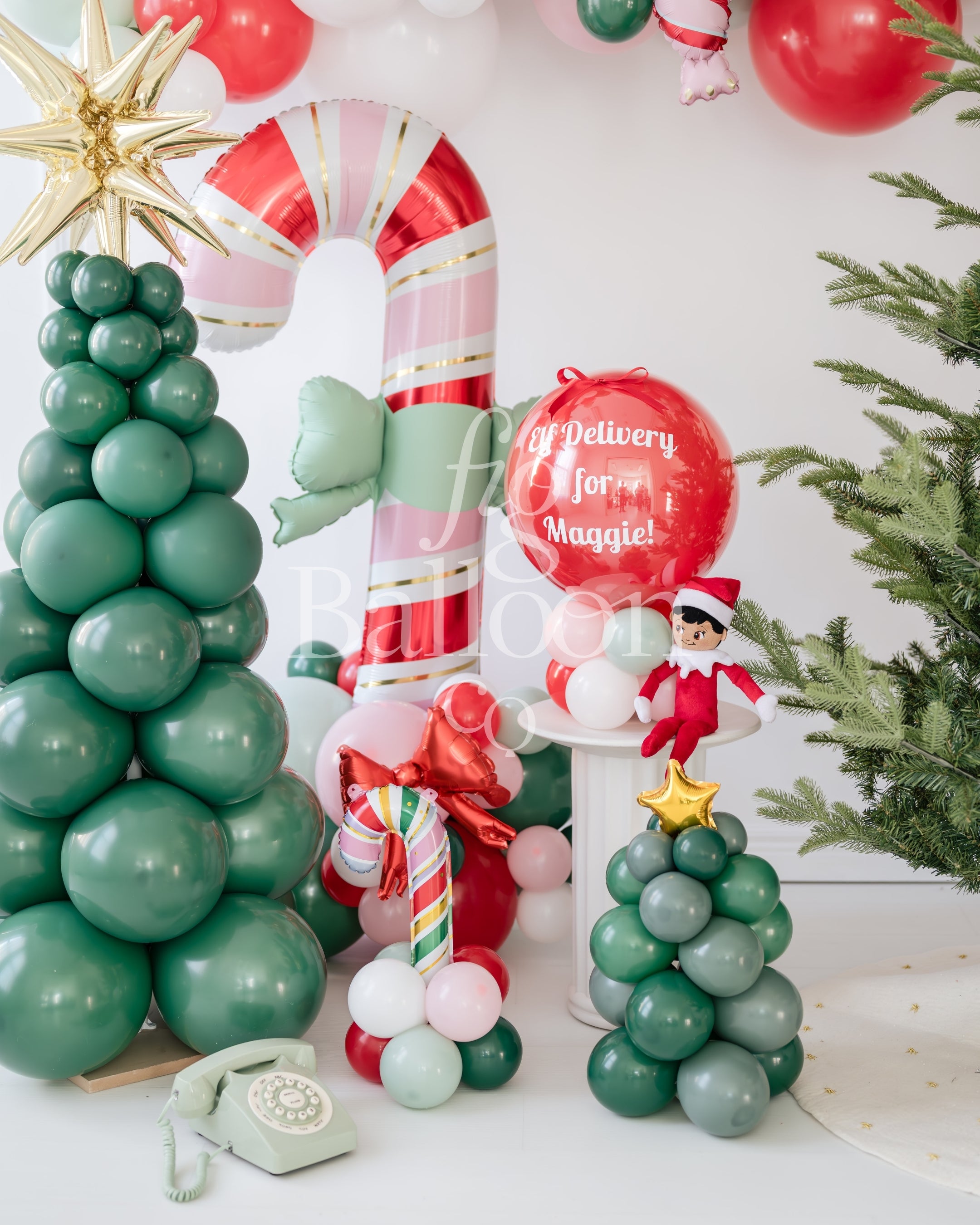 Candy Cane Lane Tabletop Balloon Stack