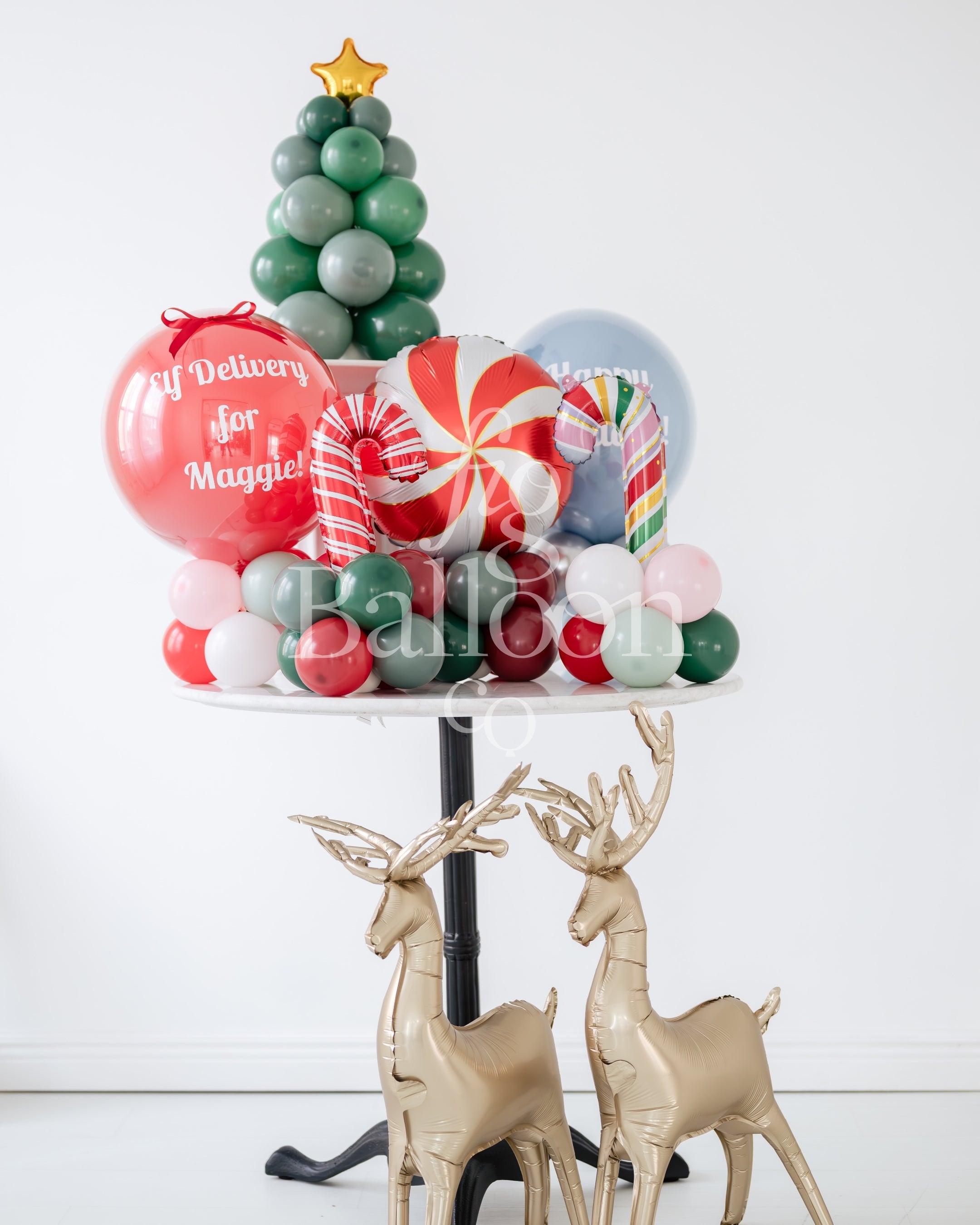 Classic Candy Cane Tabletop Balloon Stack
