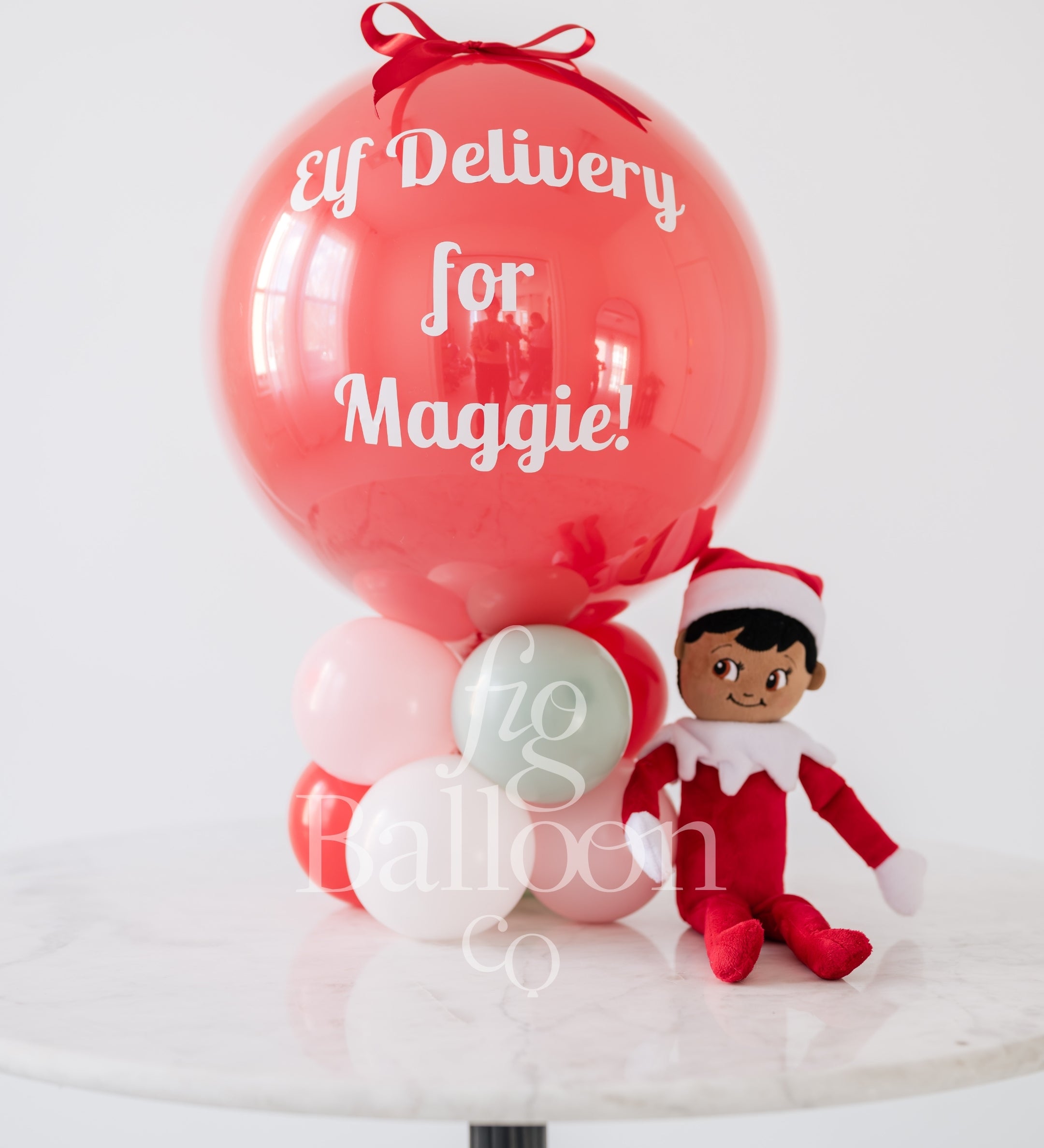 Customizable Elf Delivery Tabletop Balloon Stack