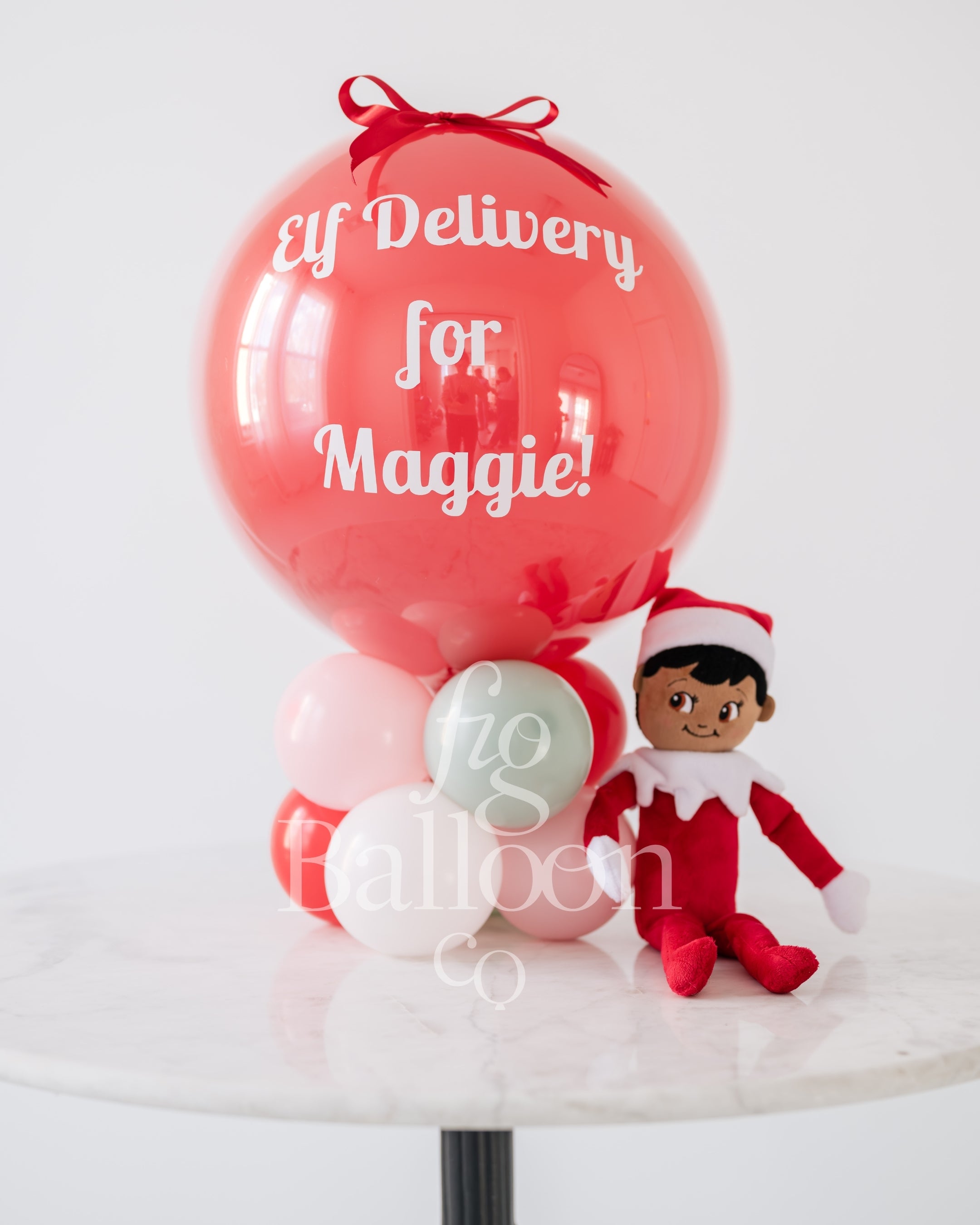 Customizable Elf Delivery Tabletop Balloon Stack