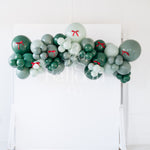 Evergreen with Red Satin Bows Balloon Garland