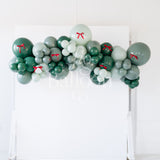 Evergreen with Red Satin Bows Balloon Garland