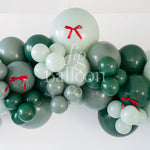 Evergreen with Red Satin Bows Balloon Garland