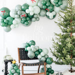 Evergreen with Red Satin Bows Balloon Garland