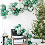 Evergreen with Red Satin Bows Balloon Garland