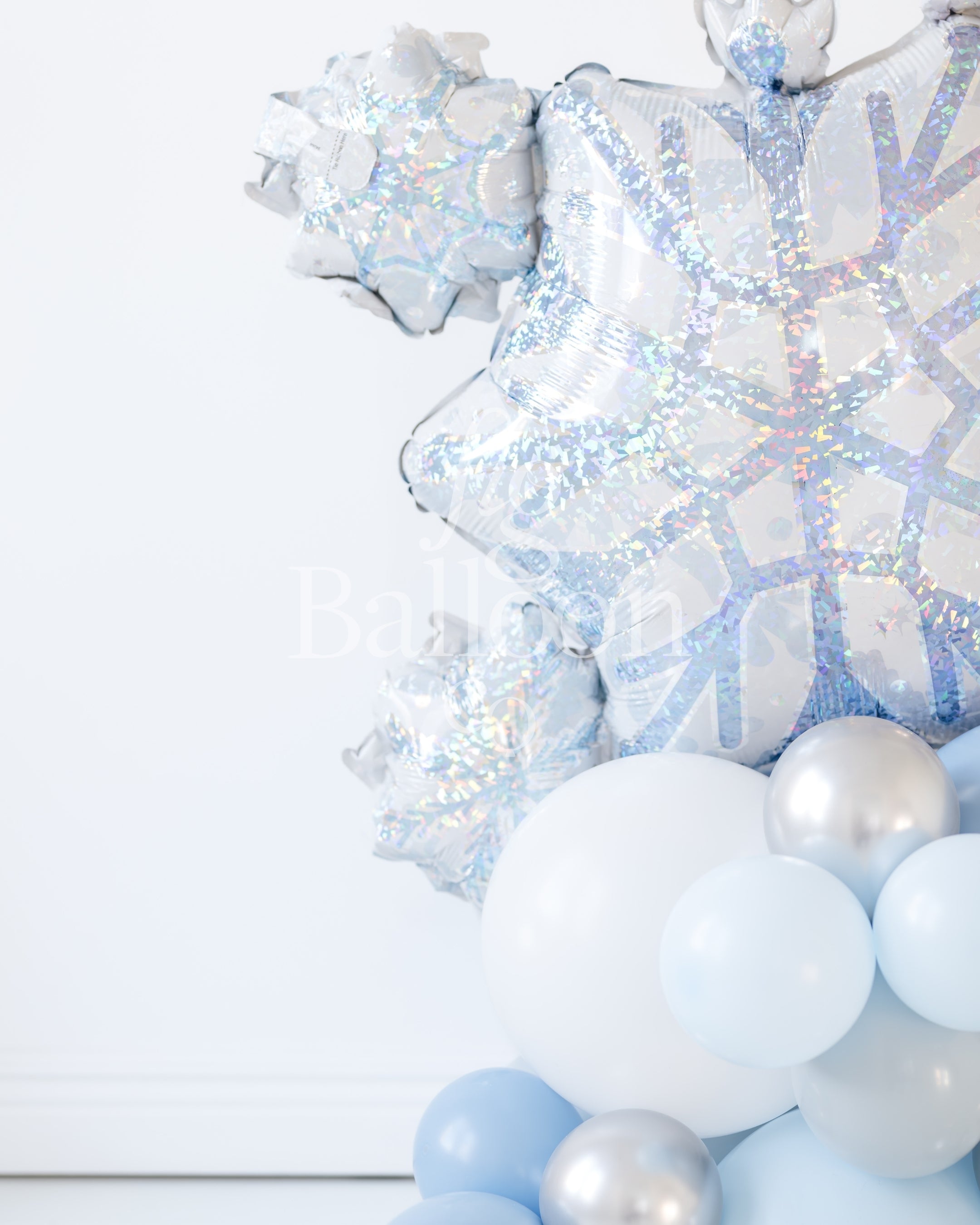 Iridescent Snowflake Balloon Stack