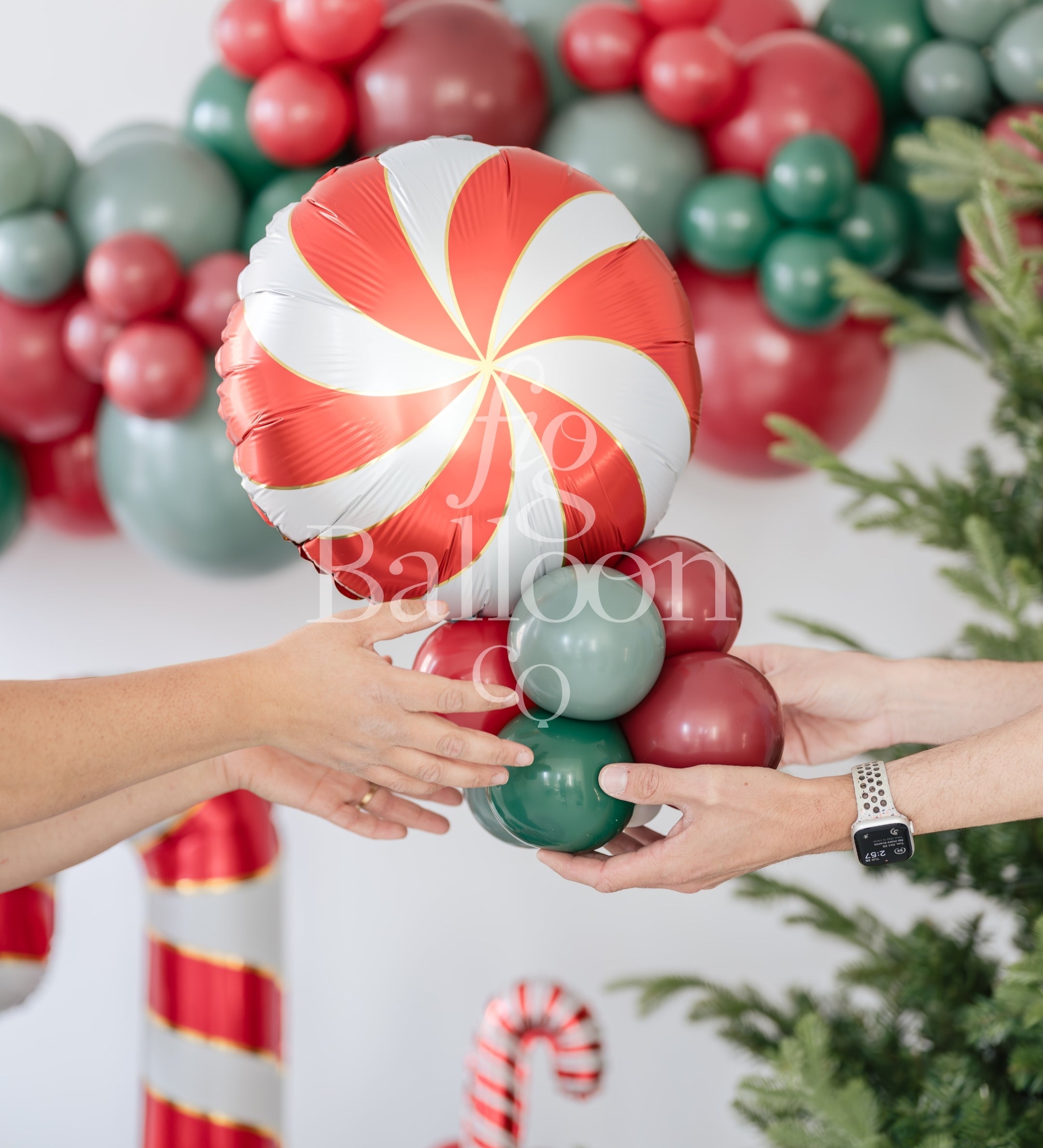 Peppermint Twist Tabletop Balloon Stack