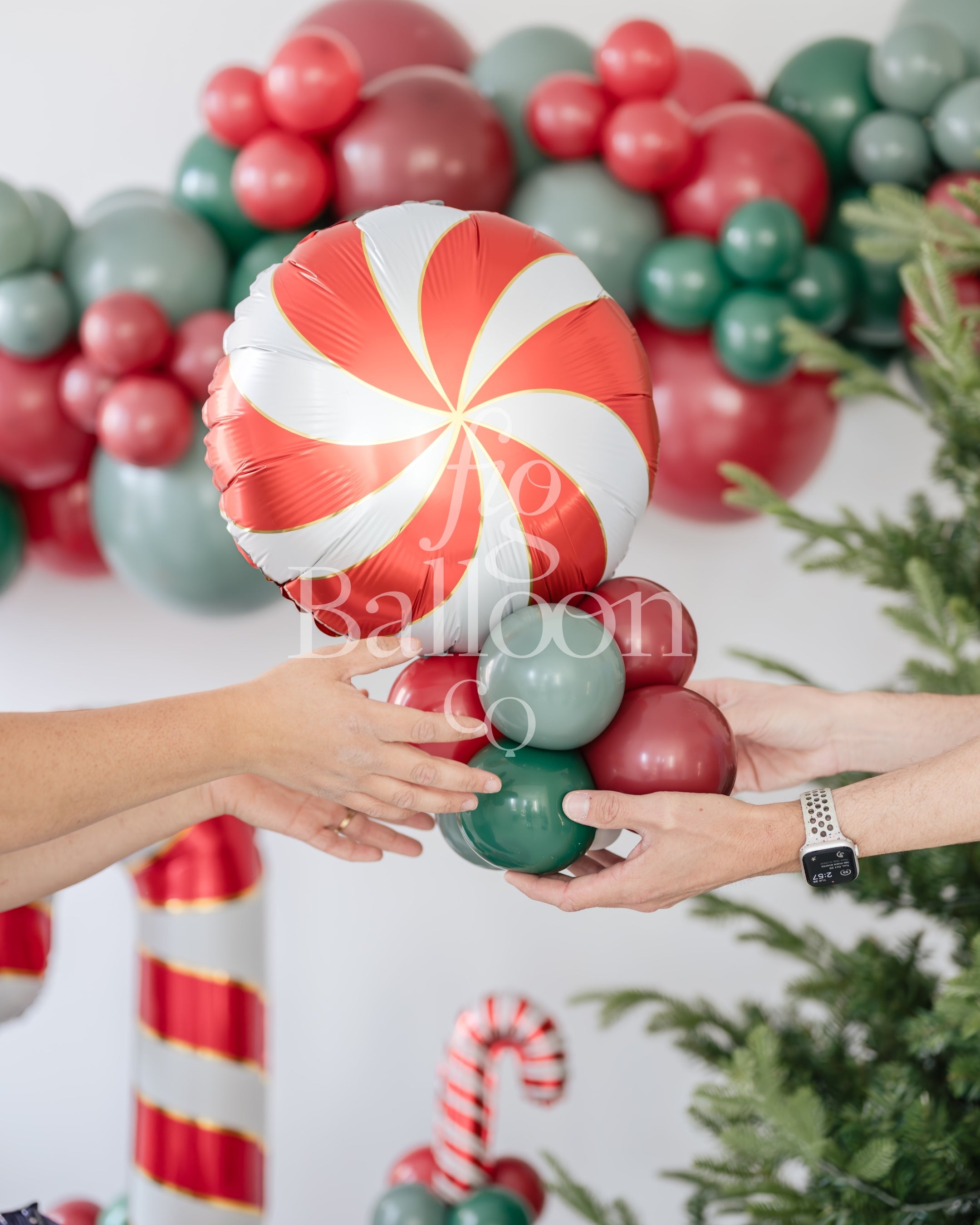 Peppermint Twist Tabletop Balloon Stack