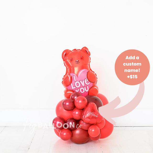 Valentines Gummy Bear Tabletop Balloon Cluster