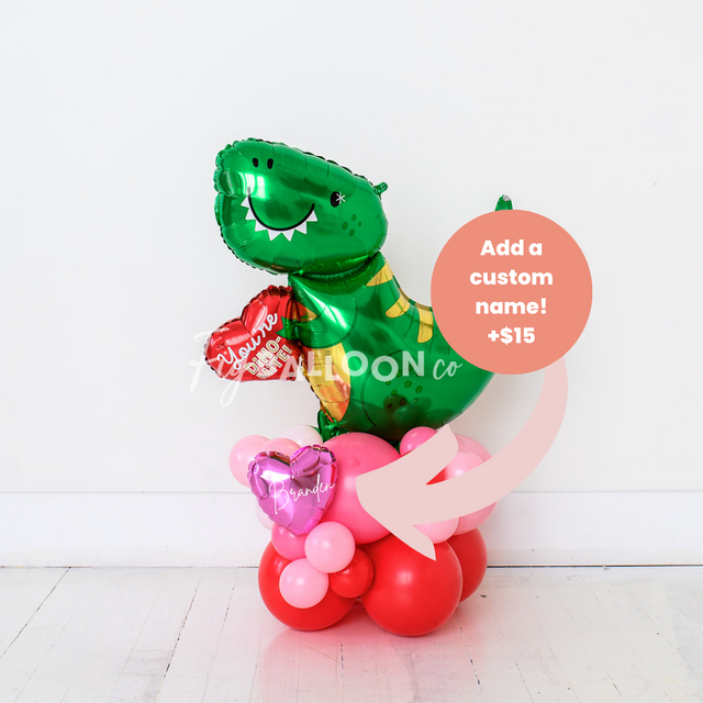 Valentines Dinosaur Tabletop Balloon Cluster