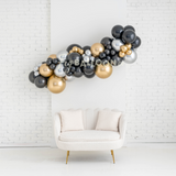 Black, Gold & Silver Balloon Garland