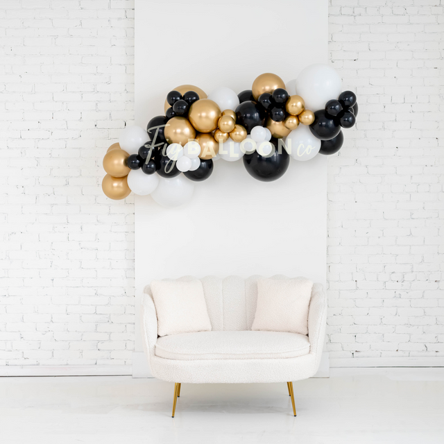 Black, Gold & White Balloon Garland – Fig Balloon Co.